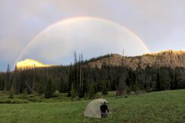 tent under rainbow