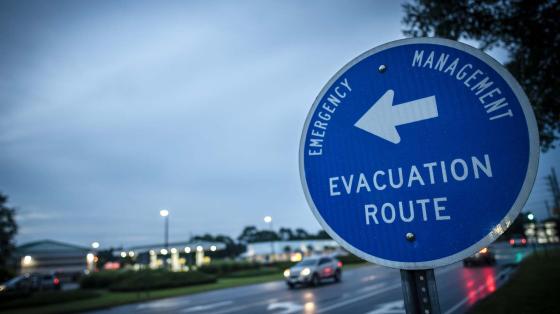 Evacuation route sign