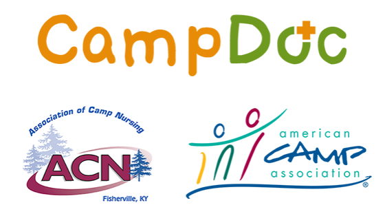 Logos of CampDoc, Association of Camp Nursing, and the American Camp Association