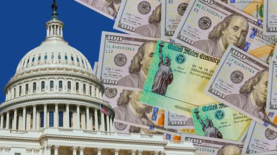 stock photo capitol building with money in background