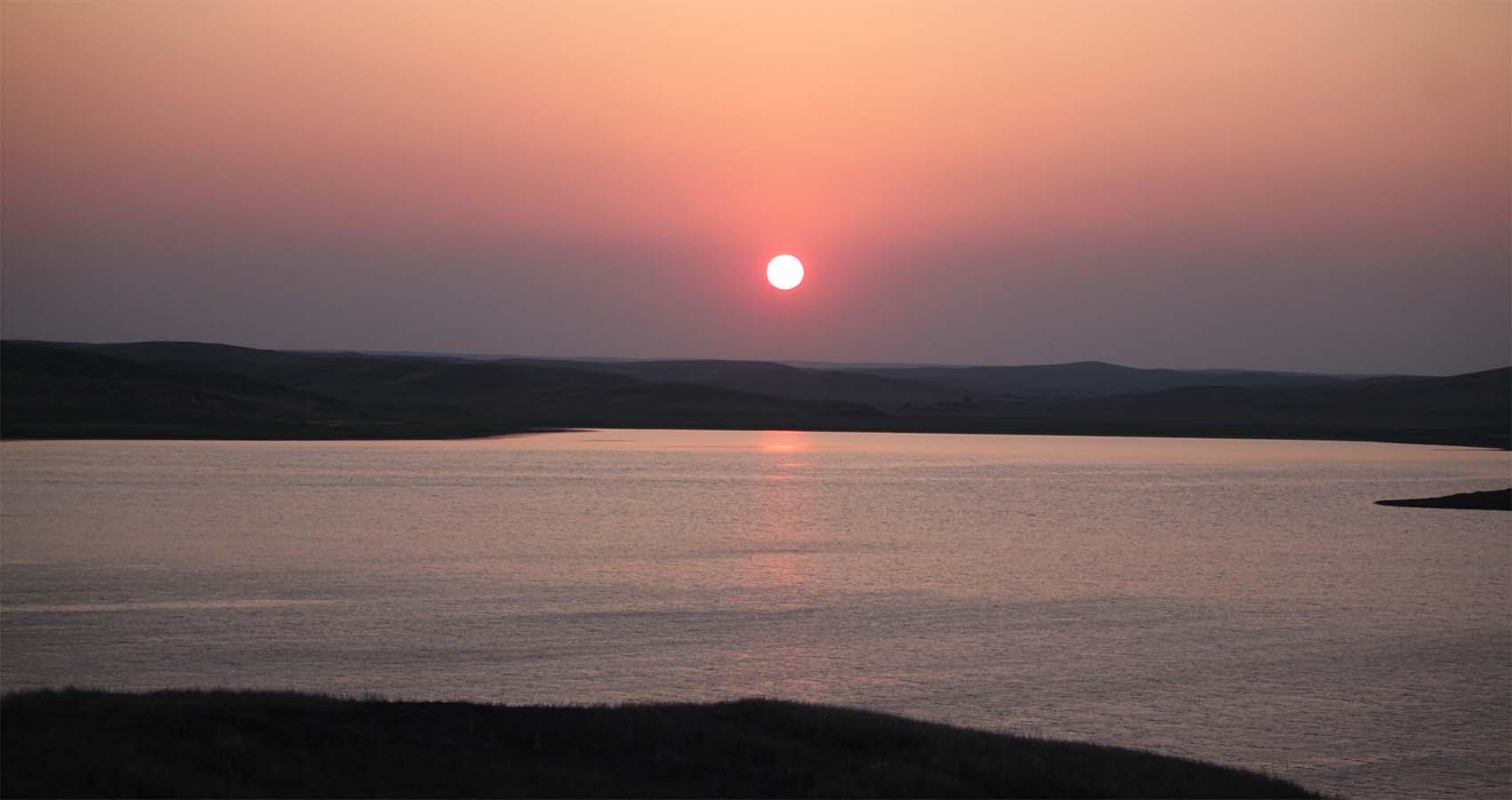 Sunset over a lake in South Dakota