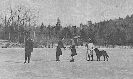 Laura Mattoon and her dog Major on Knight’s Pond, circa 1934. Camp Kehonka