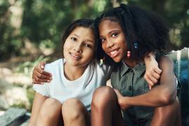 Girls smiling for camera